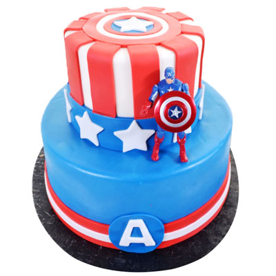 "Captain America Fondant Cake - 4kgs (2 step) - Click here to View more details about this Product